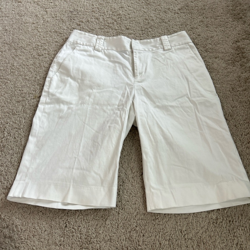 Ralph Lauren White Bermuda Shorts with Belt Loops